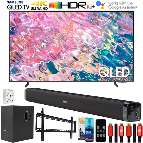 Samsung Q60B 50` QLED 4K Dual LED HDR Smart TV 2022 with Deco Gear Home Theater Bundle