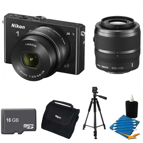 Nikon 1 J4 Mirrorless Digital Camera with 10-30mm and 30-110mm Lenses Black Kit
