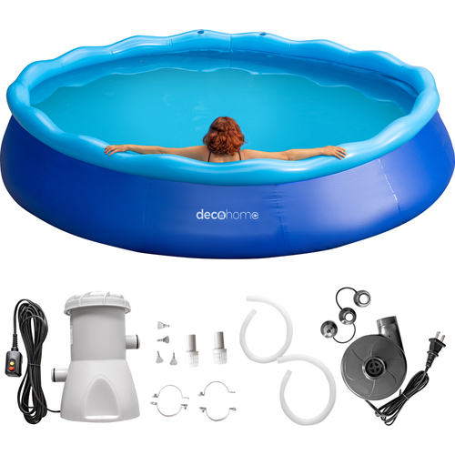 Deco Home 12FT x 30IN Inflatable Pool + Filter Pump & Air Compressor - Open Box