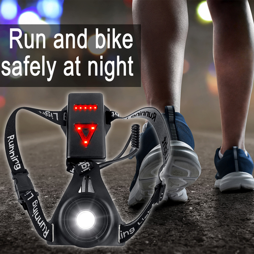 Wearable Commuter Front and Rear Safety Light, Adjustable Comfort Strap