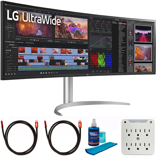 LG 49` 32:9 UltraWide Dual QHD Nano IPS Curved Monitor with Cleaning Bundle
