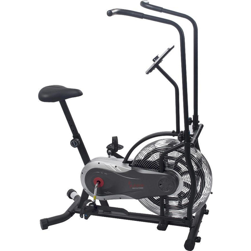 Sunny Health and Fitness Zephyr Upright Air Fan Bike with Resistance Adjustable Handlebar - Open Box