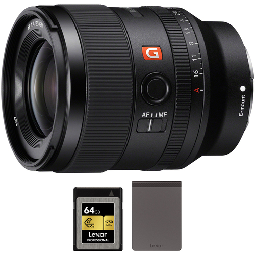 Sony FE 35mm F1.4 GM G Master Full Frame Wide Angle Lens w/ Lexar Card + SSD Bundle