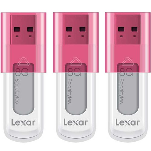 Lexar 8 GB JumpDrive High Speed USB Flash Drive (Pink) 3-Pack (24 GB Total)