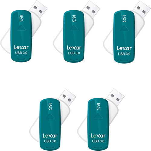 Lexar 16 GB JumpDrive S33 USB 3.0 Flash Drive (Teal) 5-Pack (80GB Total)