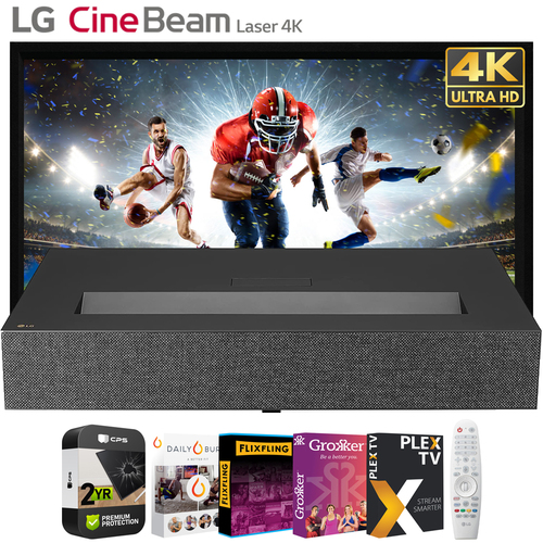 LG CineBeam HU915QB Premium 4K UHD Laser UST Projector w/ 120` Screen +Warranty Kit