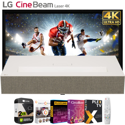 LG CineBeam HU915QE Premium 4K UHD Laser UST Projector w/ 120` Screen +Warranty Kit