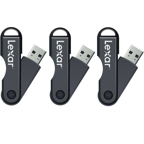 Lexar JumpDrive TwistTurn 64GB High Speed USB Flash Drive (Black) 3-Pack (192GB Total)
