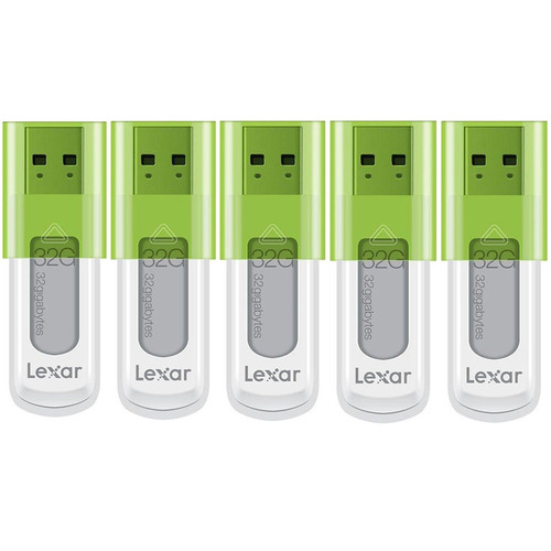 Lexar 32 GB JumpDrive High Speed USB Flash Drive (Green) 5-Pack (160GB Total)