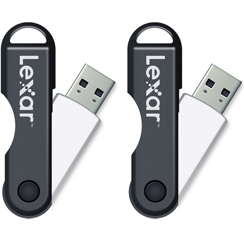 Lexar JumpDrive TwistTurn 16 GB USB Flash Drive (Black/White) 2-Pack (32 GB Total)