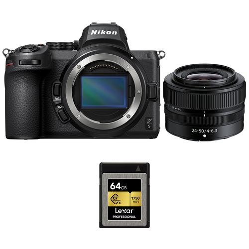 Nikon Z5 Full Frame 24.3MP Mirrorless Camera w/Nikon 24-50mm Lens +Lexar 64GB Card