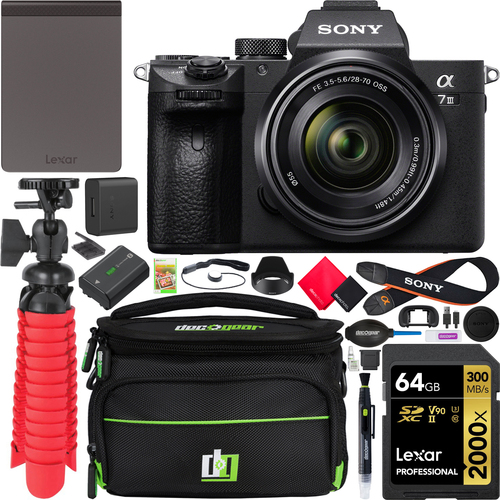 Sony a7 III Mirrorless Full Frame Camera + 28-70mm Lens Kit + 512GB SSD + Case Bundle