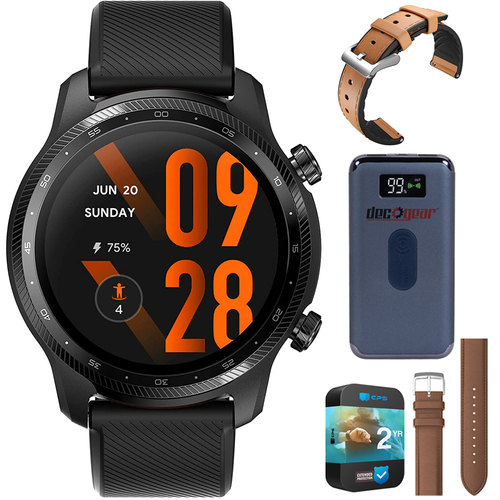 TicWatch Pro 3 Ultra GPS Smartwatch/Fitness Tracker, Black w/ Warranty Bundle