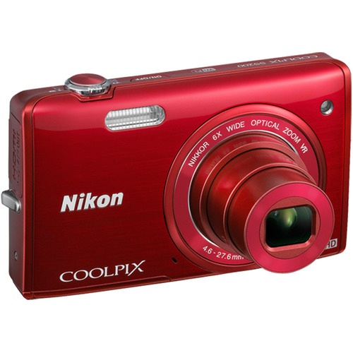 Nikon COOLPIX S5200 16 MP Built-In Wi-Fi Digital Camera - Red - Factory Refurbished