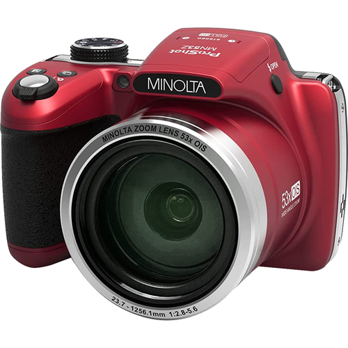Minolta Pro Shot 16MP Digital Camera with 53x Optical Zoom - Red - Open Box