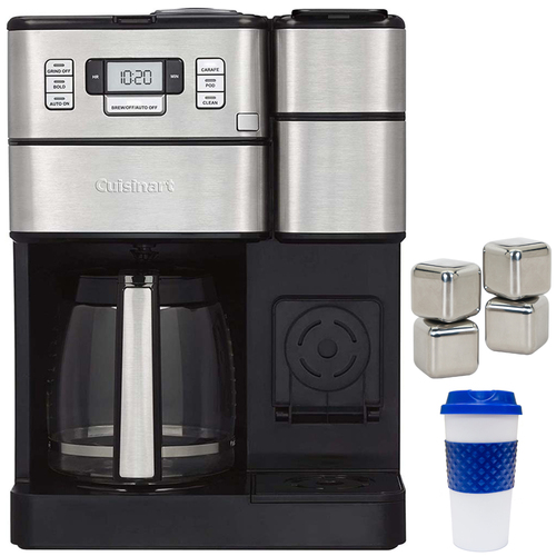 Cuisinart SS-GB1 Coffee Center Grind & Brew Plus + Stainless Steel Ice Cubes + Travel Mug