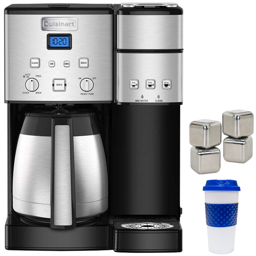 Cuisinart 10-Cup Thermal Single-Serve Brewer Coffeemaker + Deco Ice Cubes + Travel Mug
