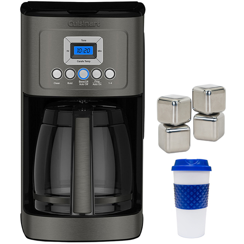 Cuisinart DCC-3200BKS Perfectemp Coffee Maker Black +Stainless Steel Ice Cubes +Travel Mug