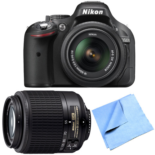 Nikon D5200 24.1 MP DSLR Camera 18-55mm Lens Kit w/ 55-200mm Lens Refurbished Bundle