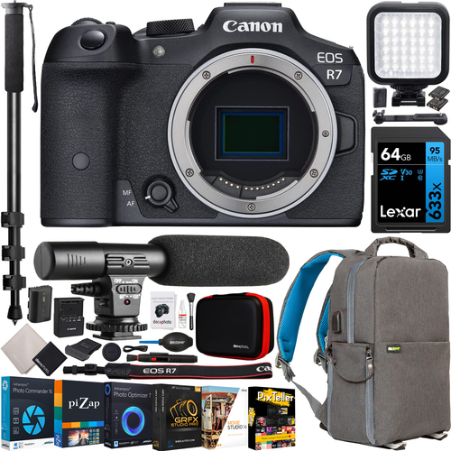 Canon EOS R7 Mirrorless APS-C Camera with 4K Video 32.5MP CMOS Sensor Body Bundle