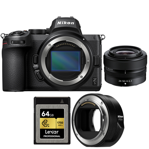 Nikon Z5 Mirrorless Camera 24.3 MP 4K Video 24-50mm f/4-6.3 Zoom Lens + 64GB Bundle