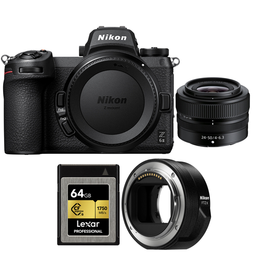 Nikon Z6II Mirrorless Camera 24.5MP FX w/24-50mm f/4-6.3 Zoom Lens + 64GB Bundle