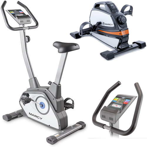 Marcy Magnetic Resistance Upright Exercise Bike Bundle with Magnetic-Mini Cycle
