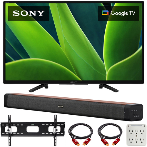 Sony 32` W830K HD LED HDR TV with Google TV 2022 with Deco Home 60W Soundbar Bundle