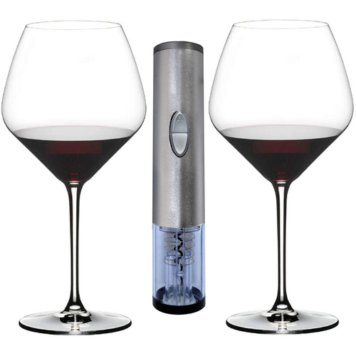 Riedel Extreme Pinot Noir Glass Set of Two with Electric Wine Bottle Opener