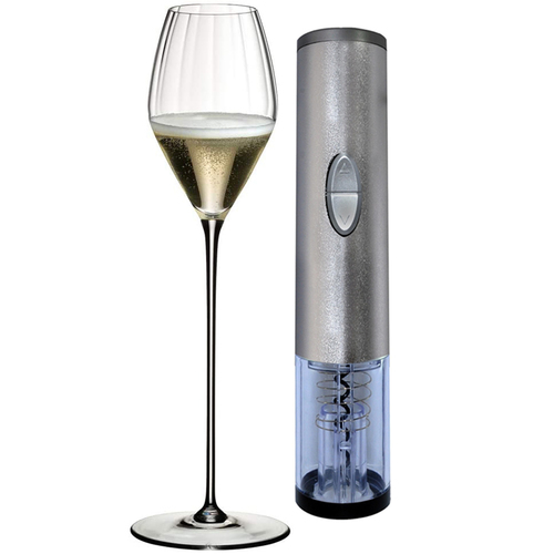 Riedel High Performance Champagne Glass with Electric Wine Bottle Opener