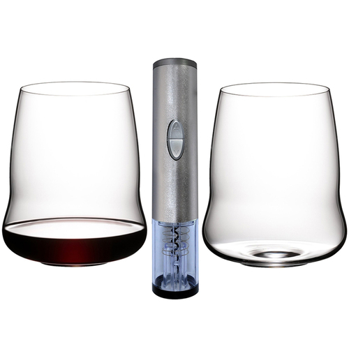 Riedel Winewings SL Stemless Cabernet Sauvignon Glasses 2-Pack + Bottle Opener