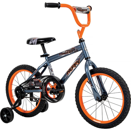 Huffy Pro Thunder 16 Inch Kids' Bike, Training Wheels - Blue/Orange (21800) - Open Box