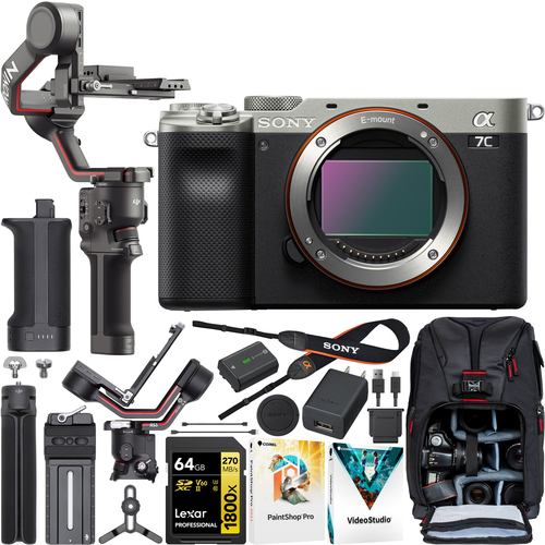 Sony a7C Mirrorless Full Frame Camera Body Kit Silver + DJI RS 3 Gimbal Bundle