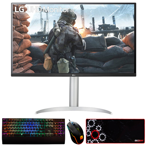 LG 32UP550N-W 32` UHD HDR Monitor with USB Type-C w/ Accessories Bundle
