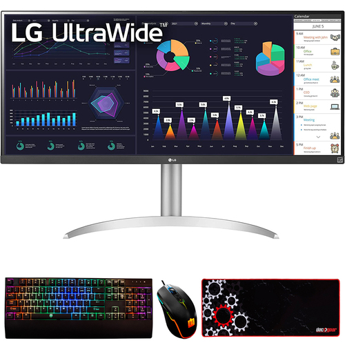 LG 34WQ650-W 34` 21:9 UltraWide Full HD 100Hz IPS Monitor w/ Accessories Bundle