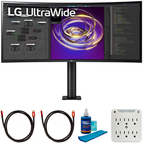 LG 34` 21:9 Curved UltraWide QHD (3440 x 1440) PC Monitor with Cleaning Bundle