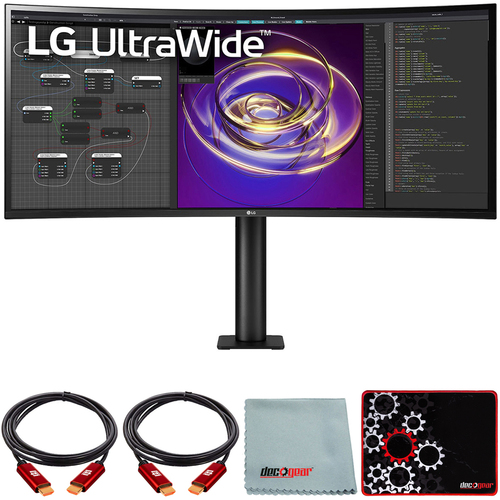 LG 34` 21:9 Curved UltraWide QHD (3440 x 1440) PC Monitor with Mouse Pad Bundle