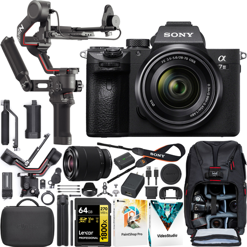 Sony a7 III Mirrorless Camera + 28-70mm Lens Kit + DJI RS 3 Combo Gimbal Bundle