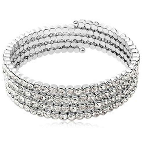 CZ Luxxe Jewelry Swarovski Element Crystal and Alloy, Plated 18k White Gold Bracelet