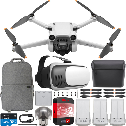 DJI Mini 3 Pro Drone Quadcopter with Fly More Kit + FPV Go Bundle (No Remote)