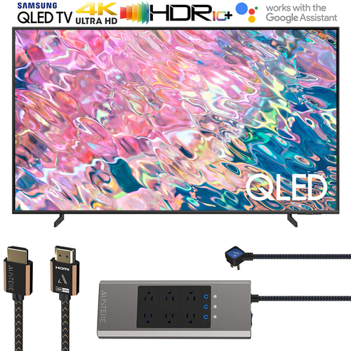 Samsung Q60B 55` QLED 4K Quantum Dual LED HDR Smart TV (2022) with HDMI Bundle