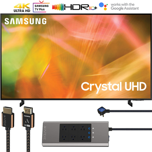 Samsung UN50AU8000 50` UHD 4K Crystal UHD Smart LED TV 2021 with HDMI Bundle