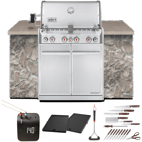 Weber 7260001 Summit S-460 Built-In Grill, Natural Gas + Accessories Bundle