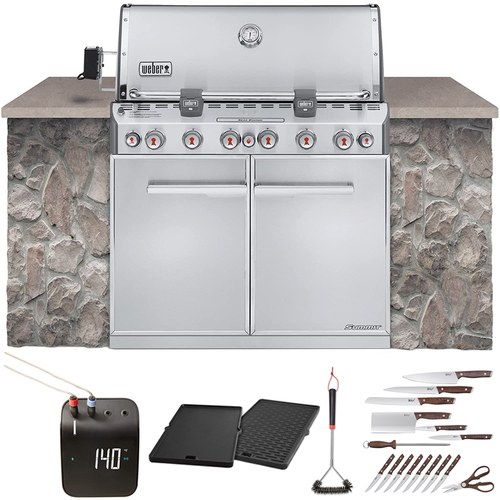 Weber 7460001 Summit S-660 Built-In Grill, Natural Gas + Accessories Bundle