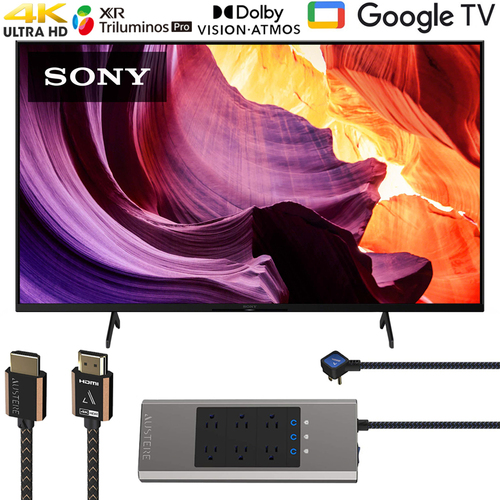 Sony KD65X80K 65` X80K 4K Ultra HD LED Smart TV 2022 with HDMI Bundle