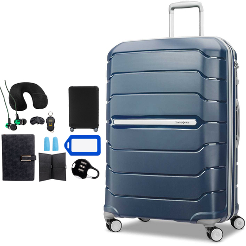 Samsonite Freeform 28` Hardside Spinner Luggage Navy with Traveling Bundle