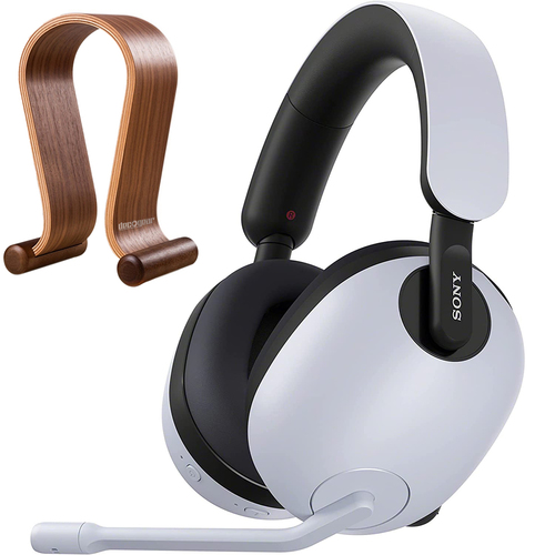 Sony INZONE H7 Wireless Gaming Headset, White + Deco Gear Wood Headphone Holder