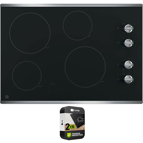 GE 30` Built-In Knob Control Electric Cooktop Stainless Steel + 2 Year Warranty