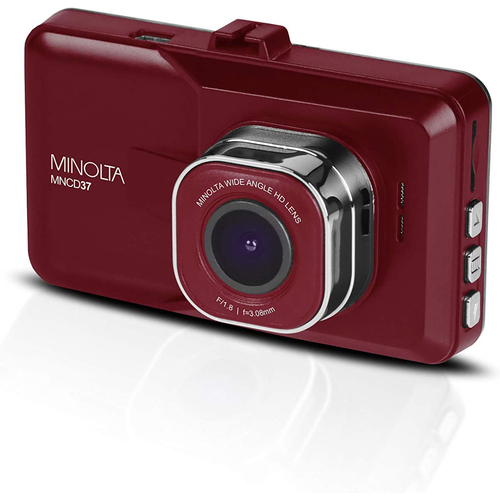 Minolta MNCD37 1080p Car Camcorder/Dashcam with 3.0` LCD Monitor (Red)