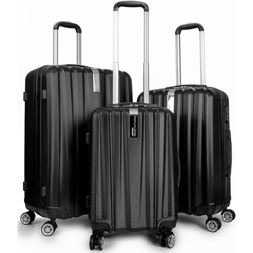 Deco Gear Travel Elite Series - 3 Pc Spinner Luggage Set (Black) (20`,24`,28`) - Open Box